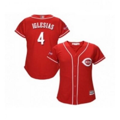 Womens Cincinnati Reds 4 Jose Iglesias Replica Red Alternate Cool Base Baseball Jersey