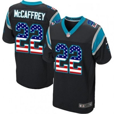 Mens Nike Carolina Panthers 22 Christian McCaffrey Elite Black Home USA Flag Fashion NFL Jersey