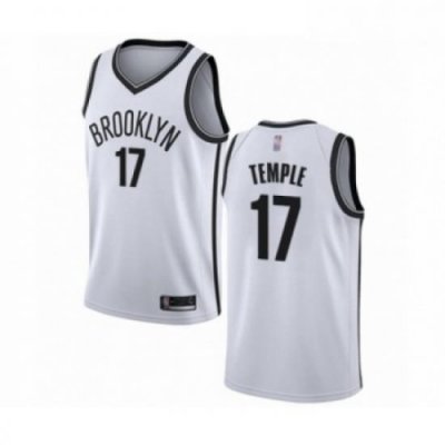 Mens Brooklyn Nets 17 Garrett Temple Authentic White Basketball Jersey Association Edition