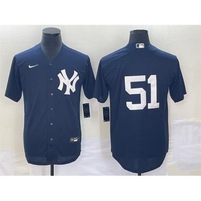 Men NeW York Yankees 51 Bernie Williams Navy Cool Base Stitched Baseball Jersey