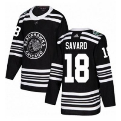 Youth Adidas Chicago Blackhawks 18 Denis Savard Authentic Black 2019 Winter Classic NHL Jersey