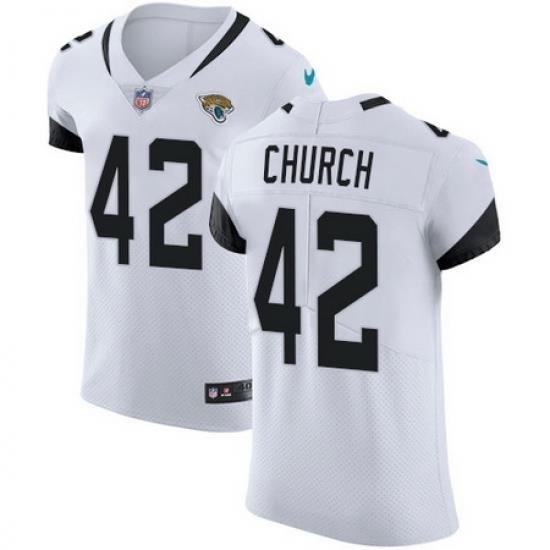 Nike Jaguars #42 Barry Church White Mens Stitched NFL Vapor Untouchable Elite Jersey