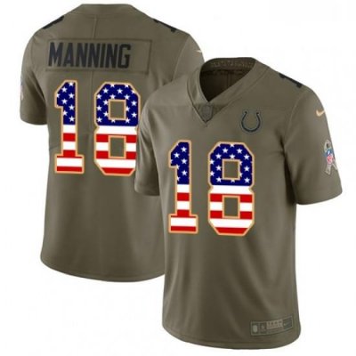 Youth Nike Indianapolis Colts 18 Peyton Manning Limited OliveUSA Flag 2017 Salute to Service NFL Jersey