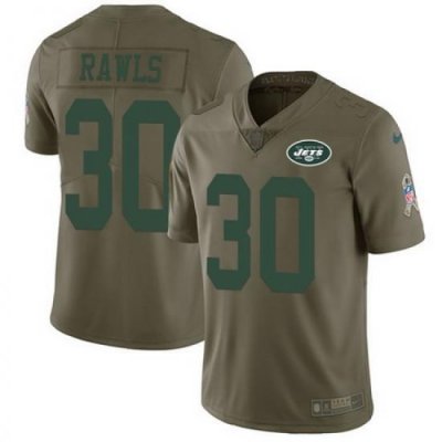 Nike Jets #30 Thomas Rawls Olive Mens Stitched NFL Limited 2017 Salute To Service Jersey