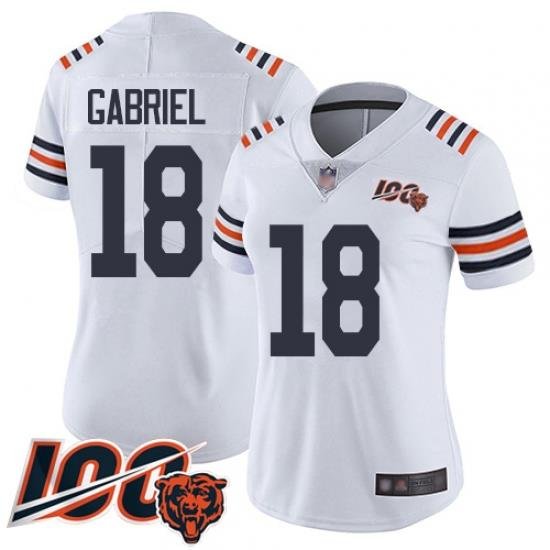 Women Chicago Bears 18 Taylor Gabriel White 100th Season Limited Football Jersey