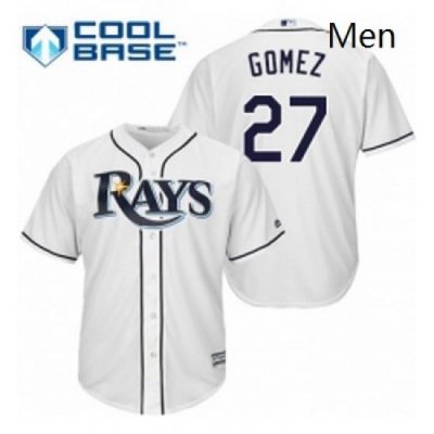 Mens Majestic Tampa Bay Rays 27 Carlos Gomez Replica White Home Cool Base MLB Jersey