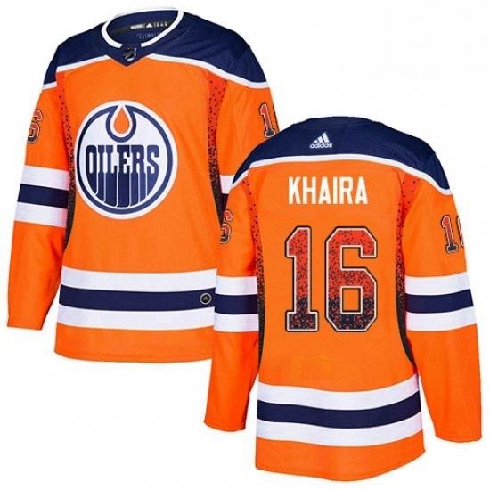 Mens Adidas Edmonton Oilers 16 Jujhar Khaira Authentic Orange Drift Fashion NHL Jersey