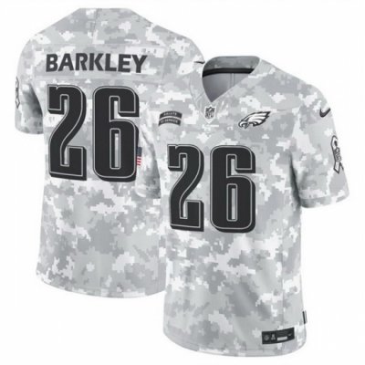 Men Philadelphia Eagles 26 Saquon Barkley 2024 F U S E Arctic Camo Salute To Service Limited Stitched Football Jersey