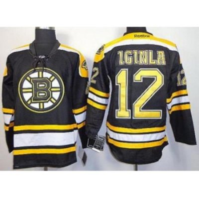 Boston Bruins 12 Jarome Iginla Black NHL Jerseys