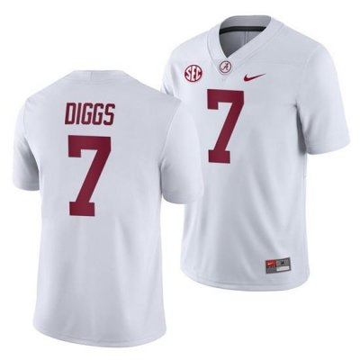 NCAA Football Alabama Crimson Tide Trevon Diggs White 2019 Away Game Jersey