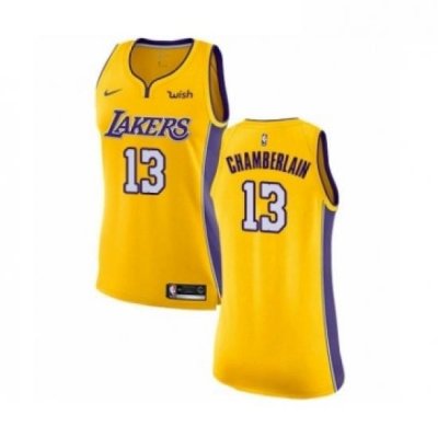 Womens Los Angeles Lakers 13 Wilt Chamberlain Authentic Gold Home Basketball Jersey Icon Edition