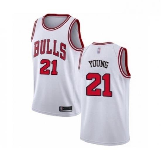 Womens Chicago Bulls 21 Thaddeus Young Authentic White Basketball Jersey Association Edition