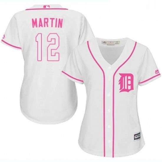 Womens Majestic Detroit Tigers 12 Leonys Martin Authentic White Fashion Cool Base MLB Jersey