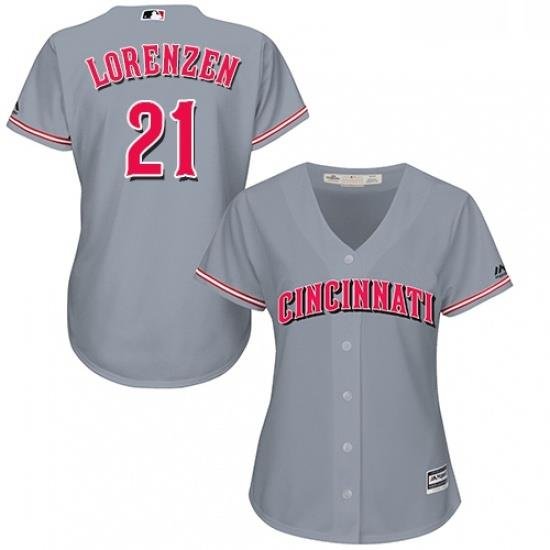 Womens Majestic Cincinnati Reds 21 Michael Lorenzen Authentic Grey Road Cool Base MLB Jersey