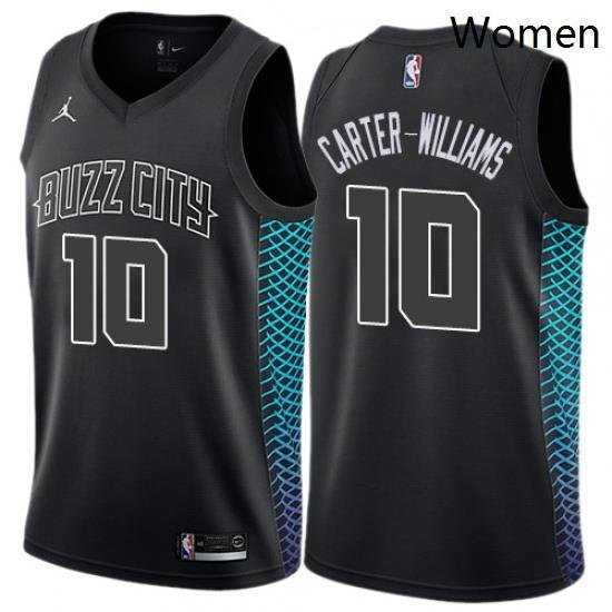 Womens Nike Jordan Charlotte Hornets 10 Michael Carter Williams Swingman Black NBA Jersey City Edition