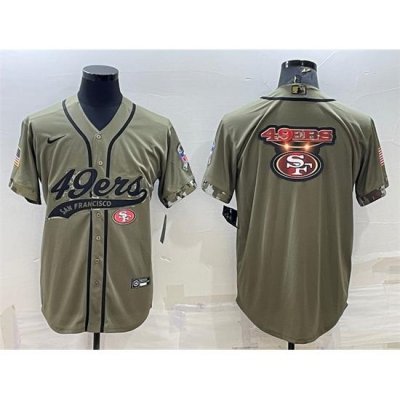 Men San Francisco 49ers Olive Salute To Service Team Big Logo Cool Base Stitched Baseball Jersey