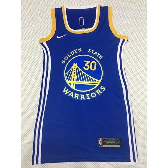 Women Golden Warriors 30 Stephen Curry Dress Stitched Jersey Blue