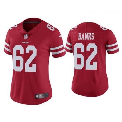 Women San Francisco 49ers 62 Aaron Banks Red Jersey Vapor Limited Jersey