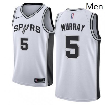 Mens Nike San Antonio Spurs 5 Dejounte Murray Authentic White Home NBA Jersey Association Edition