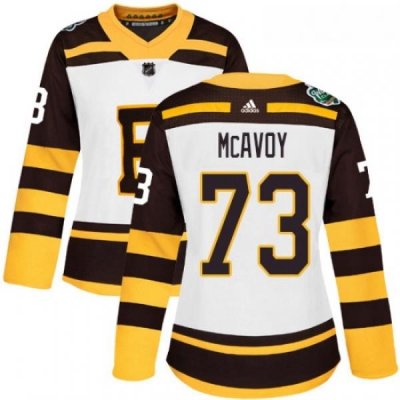 Womens Adidas Boston Bruins 73 Charlie McAvoy Authentic White 2019 Winter Classic NHL Jersey