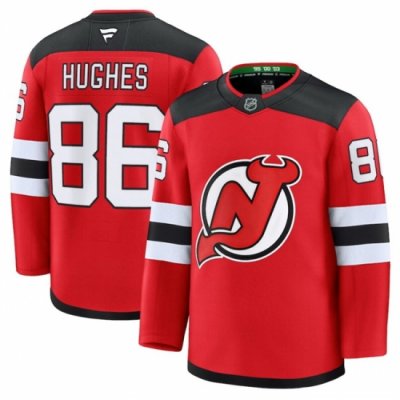 Men New Jersey Devils 86 Jack Hughes Red 2024 25 Home Stitched Hockey Jersey