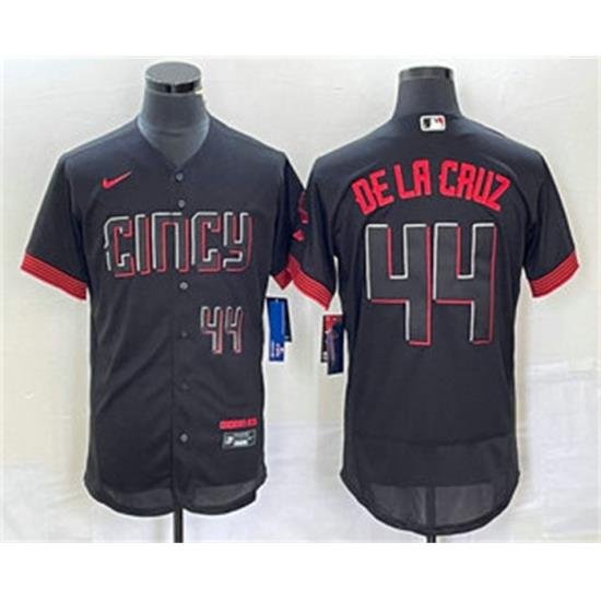 Men Cincinnati Reds 44 Elly De La Cruz Number Black 2023 City Connect Flex Base Stitched Baseball Jersey3