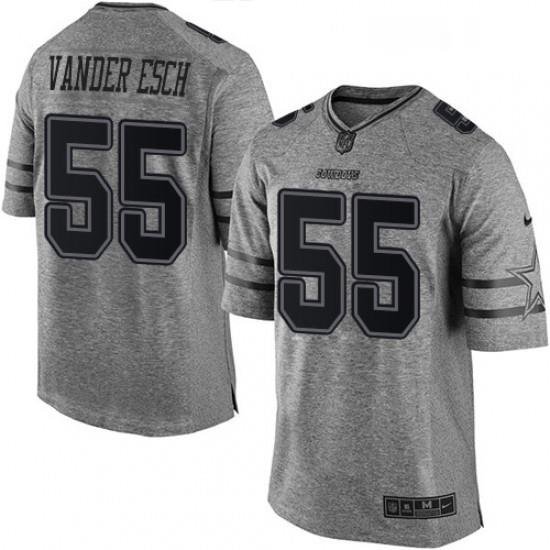 Mens Nike Dallas Cowboys 55 Leighton Vander Esch Limited Gray Gridiron NFL Jersey