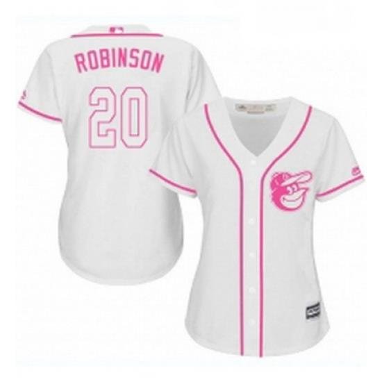 Womens Majestic Baltimore Orioles 20 Frank Robinson Authentic White Fashion Cool Base MLB Jersey