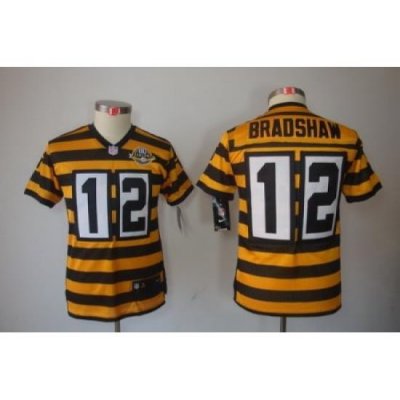 Nike Youth Pittsburgh Steelers #12 BradshaW YelloW-Black 80th Patch Limited Jerseys