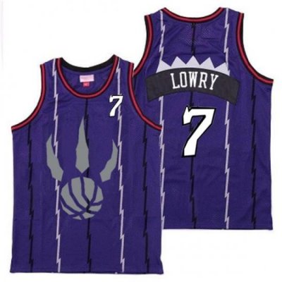 Raptors 7 Kyle Lowry Purple Gray Logo Retro Jersey 7