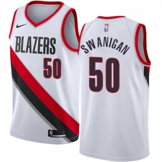 Youth Nike Portland Trail Blazers 50 Caleb Swanigan Swingman White Home NBA Jersey Association Edition