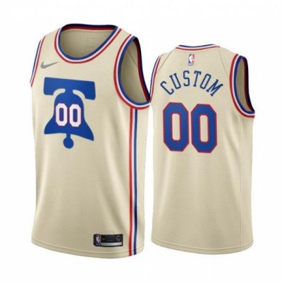 Men Women youth Nike 76ers Custom Cream NBA Swingman 2020 21 Earned Edition Jersey