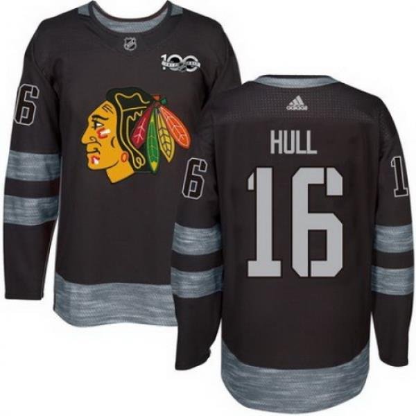 Blackhawks #16 Bobby Hull Black 1917 2017 100th Anniversary Stitched NHL Jersey