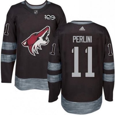 Mens Adidas Arizona Coyotes 11 Brendan Perlini Premier Black 1917 2017 100th Anniversary NHL Jersey