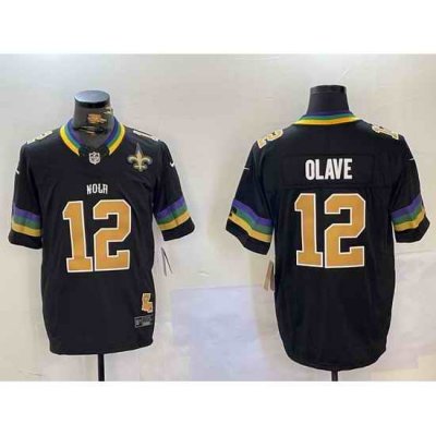 Men New Orleans Saints 12 Chris Olave Black 2024 F U S E Vapor Limited Stitched Jersey 5