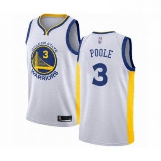 Mens Golden State Warriors 3 Jordan Poole Authentic White Basketball Jersey Association Edition