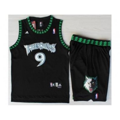 Minnesota Timberwolves 9 Ricky Rubio Black Swingman NBA Jerseys Short Suits