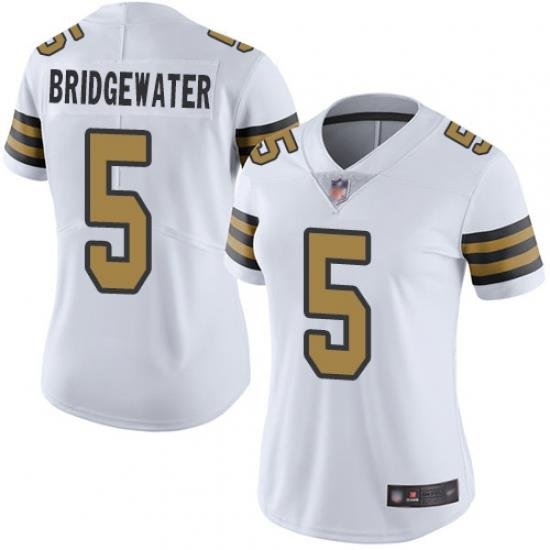 Women Saints 5 Teddy Bridgewater White Stitched Football Limited Rush Jersey