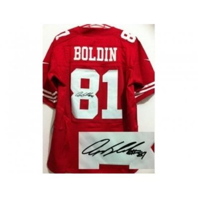 Nike San Francisco 49ers 81 Anquan Boldin Red Elite Signed NFL Jersey