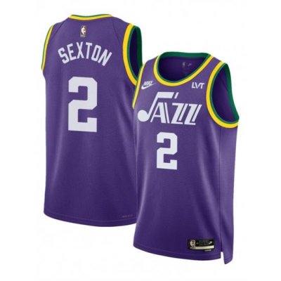 Men Utah Jazz 2 Collin Sexton Purple 2023 Classic Edition Stitched Basketball Jersey