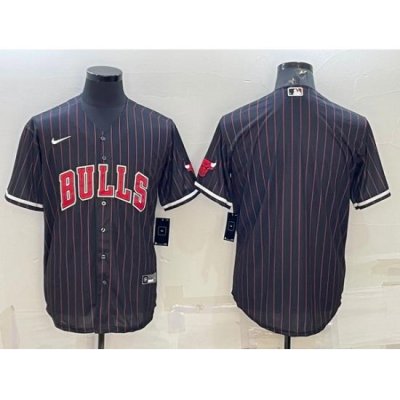 Men Chicago Bulls Blank Black Cool Base Stitched Baseball Jersey