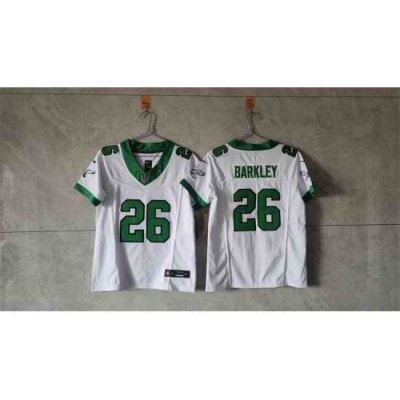 Youth Philadelphia Eagles 26 Saquon Barkley White Green 2023 F U S E Vapor Untouchable Limited Stitched Football Jersey