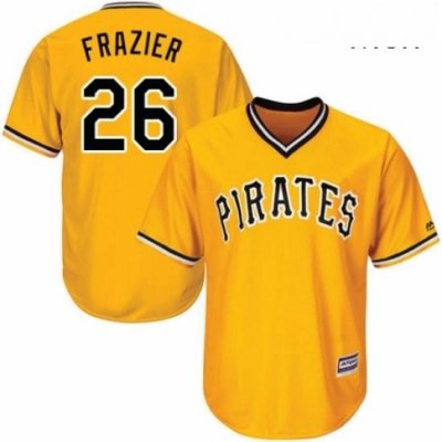 Mens Majestic Pittsburgh Pirates 26 Adam Frazier Replica Gold Alternate Cool Base MLB Jersey