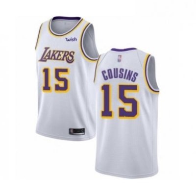 Youth Los Angeles Lakers 15 DeMarcus Cousins Swingman White Basketball Jersey Association Edition