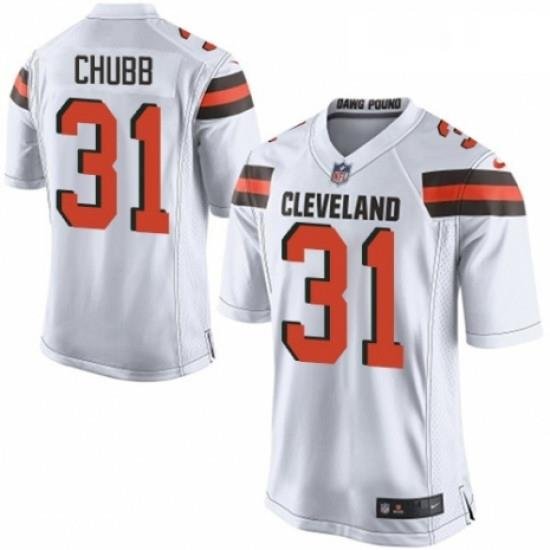 Mens Nike Cleveland Browns 31 Nick Chubb Game White NFL Jersey