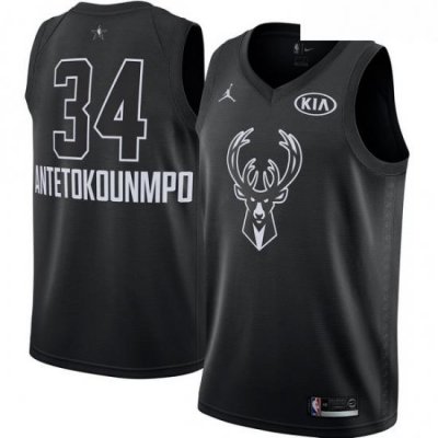 Youth Nike Jordan Milwaukee Bucks 34 Giannis Antetokounmpo Swingman Black 2018 All Star Game NBA Jersey