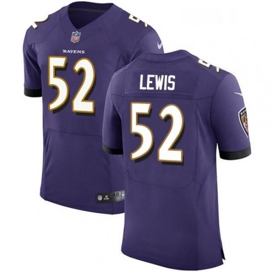 Mens Nike Baltimore Ravens 52 Ray Lewis Elite Purple Team Color NFL Jersey