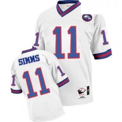 Mitchell and Ness New York Giants 11 Phil Simms White Authentic Throwback NFL Jersey