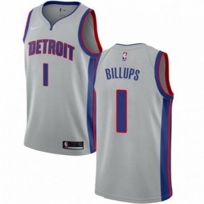 Mens Nike Detroit Pistons 1 Chauncey Billups Swingman Silver NBA Jersey Statement Edition