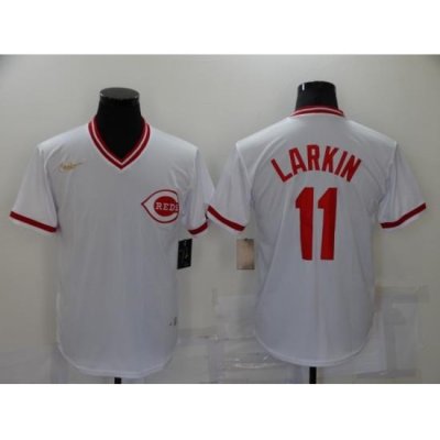 Men's Nike Cincinnati Reds #11 Barry Larkin White CooperstoWn Collection Home Stitched MLB Jersey